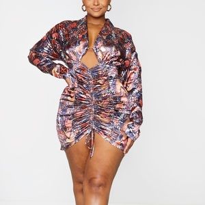 Printed Satin Mini Dress